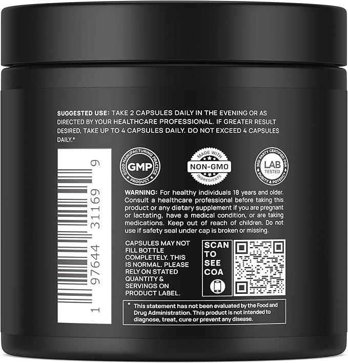 Triple Sleep Magnesium L-Threonate w. Apigenin Theanine &amp Magtein Magnesium L Threonate - High Absorption Magnesium Supplement Capsules for Men and Women Magnesium Powder Pills