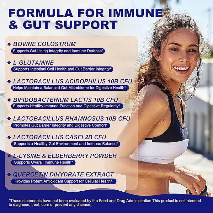 Grass-Fed Bovine Colostrum Collagen Powder for Women &amp Men Hydrolyzed Collagen Peptides Powder with Probiotics | Gut Health Immune Support Hair Skin Nail &amp Joint Support Supplement - Sug