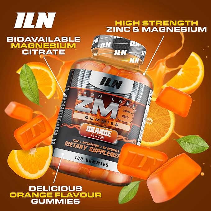 Iron Labs ZM6 Gummies – High Strength Zinc Magnesium Gummies for Men &amp Women (100 Count Orange Flavor Vegan) – Magnesium Citrate and Zinc Citrate Supplements with Vitamin B6 and D3