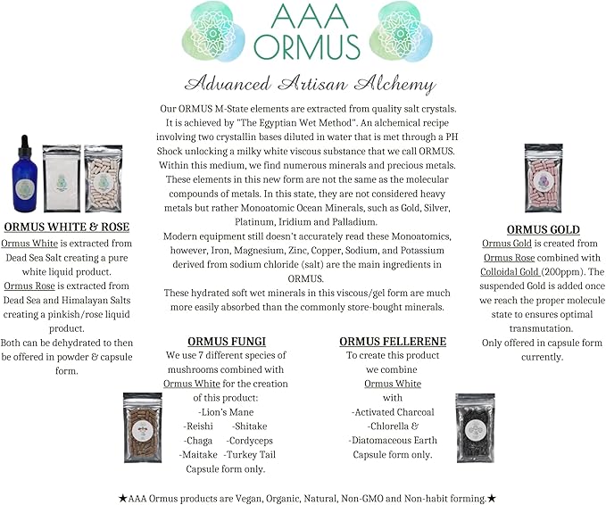 ORMUS Gold - Colloidal Gold Capsules Vegan - Monoatomic Gold Ormus - The Philosopher's Stone - 45 Count Bag
