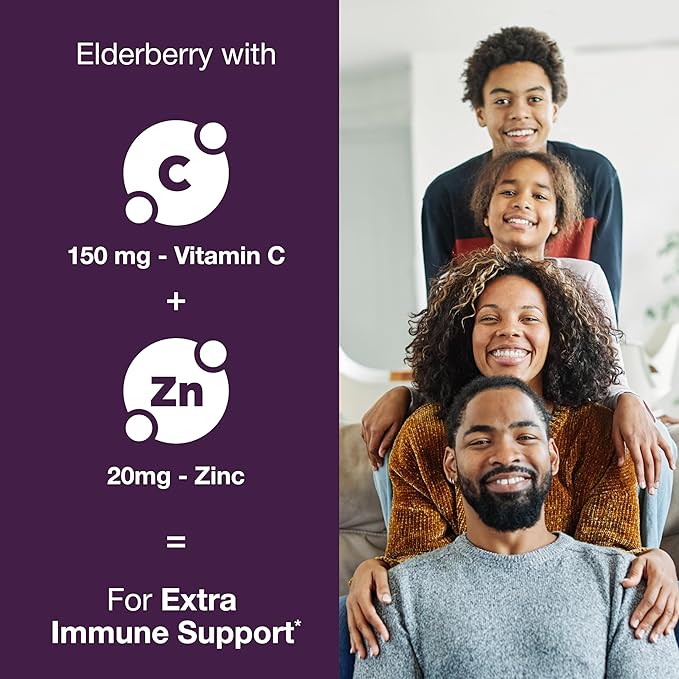 Elderberry Vitamin C and Zinc Capsules for Adults | 360 Count with Quercetin &amp Vitamin D3 | 6-in-1 Immune Support Supplement Pills | Sambucus Black Elderberry Natural Immunity Vitamins | Made in U