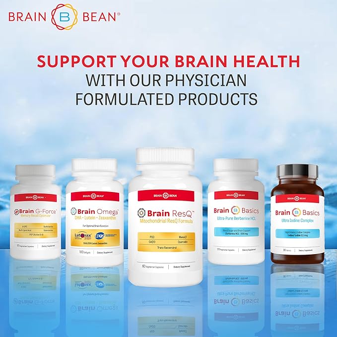 Brain ResQ Advanced Mitochondrial Formula with PQQ CoQ10 Trans Resveratrol MenaQ7 &amp Quercetin Supplement - 100mg of CoQ10 &amp 15mg PQQ – Supports Brain Heart &amp Cellular Health – 60 Capsu