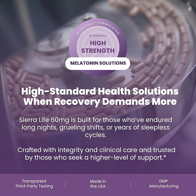 60 mg High Dosage Melatonin Supplement - Extra Strength High Potency Sleep Support Vegan Non-GMO Made in USA Easy-to-Swallow Capsules 180 Count (180 Servings)