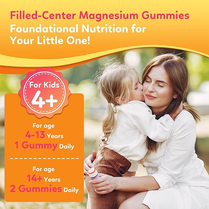 Magnesium Glycinate Gummies for Kids - with L-Theanine Ashwagandha Vitamin D3 K2 Magnesium for Kids - Sleep Calm Muscle Relaxation Cognitive Sugar Free Strawberry &amp Banana Filled Gummies 6