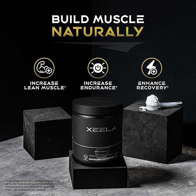 XEELA Creatine for Lean Muscle Gain All Natural Creatine Powder for Men &amp Women with Creapure Increase Strength &amp Power Reduce Recovery Time(Unflavored 60 Servings)