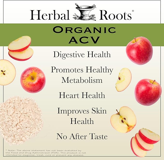 Herbal Roots Organic Apple Cider Vinegar Capsules with Mother and Organic Cayenne | 650 mg | 60 Vegan Capsules (Pack of 2)