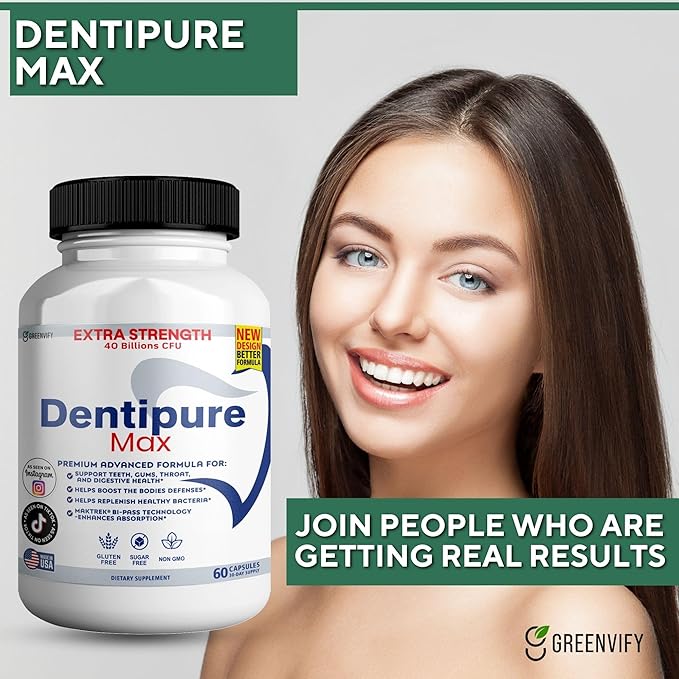 Dentipure Max Probiotic Supplement 40 Billion CFU 60 Capsules Supports Teeth and Digestive Health (1)