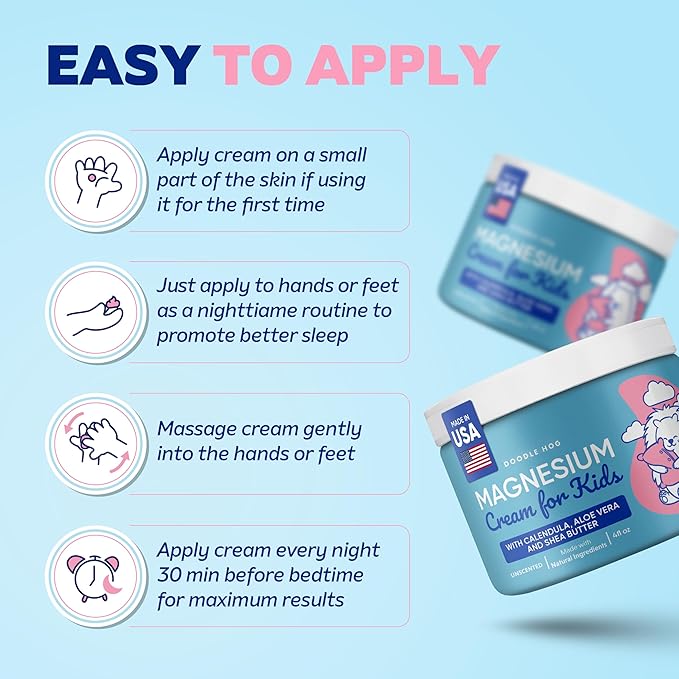 DOODLE HOG Magnesium Cream for Kids Bundle - Unscented &amp Lavender Lotion with Calendula Aloe Vera Shea Butter- Topical Magnesium Cream for Sleep - USA Made
