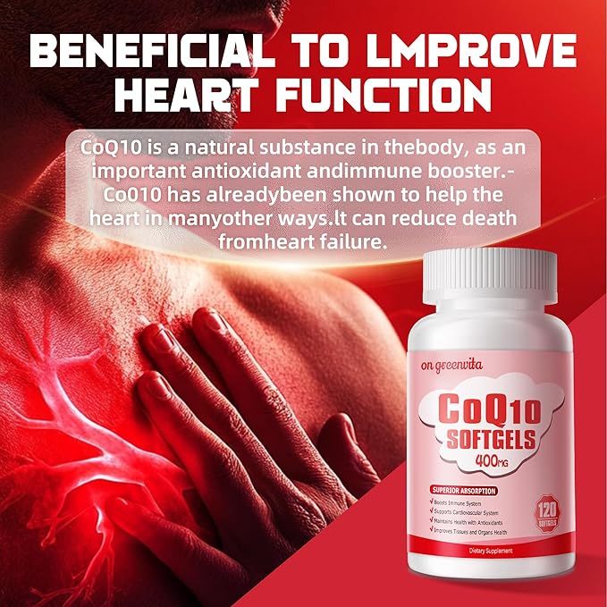 CoQ10-400mg-Softgels with PQQ BioPerine &amp Omega-3 Coenzyme Q10(Ubiquinone) Supplement for High-Absorption Powerful-Antioxidant Support Heart &amp Energy-Production 120 Servings