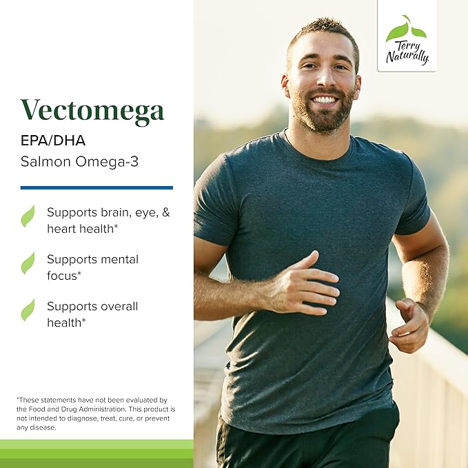 Terry Naturally Vectomega - Supplement with EPA &amp DHA - Omega-3 Tablets for Brain &amp Heart Health Support - Nutritional Supplement with Essential Fatty Acids &amp Peptides - 60 Tablets (Pack o