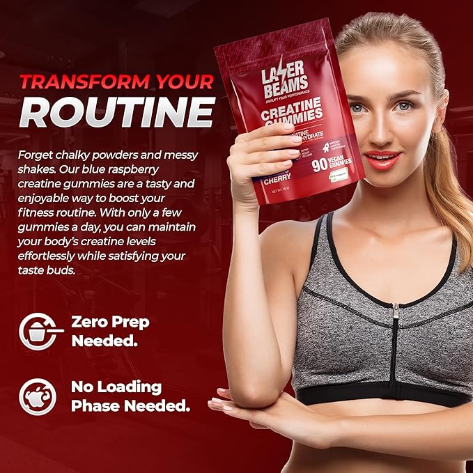 Creatine Monohydrate Gummies for Women &amp Men - 5g Creapure Creatine per Serving - Vegan Cosmic Cherry Flavor - Boost Muscle Strength Endurance Recovery &amp Mental Focus (90 Gummies)