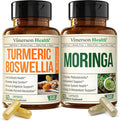 Boswellia Turmeric Curcumin Supplement + Moringa Capsules Bundle – Supports Joint Health Balanced Energy &amp Healthy Metabolism – with Ginger Root Organic Turmeric Powder and 100% Pure Moringa Pow