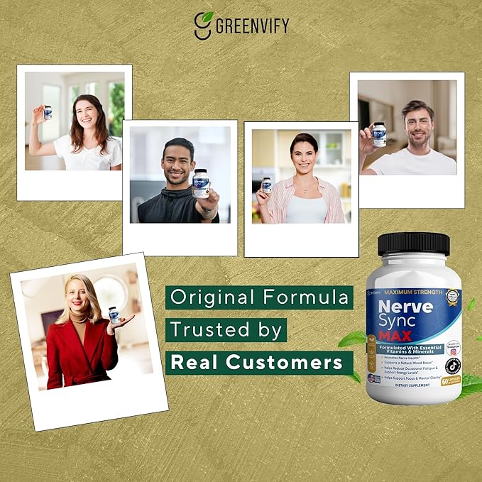 Nerve Sync MAX Supplement 60 Capsules Vegan Friendly with Essential Vitamins &amp Minerals for Nerve Health. (2)