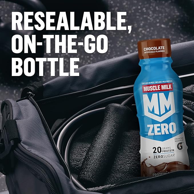 Muscle Milk Zero Protein ShakeChocolate20g ProteinZero Sugar100 CaloriesCalciumVitamins AC &amp D4g FiberEnergizing SnackWorkout RecoveryPackaging May Vary11.16 Fl Oz(Pack of 24)