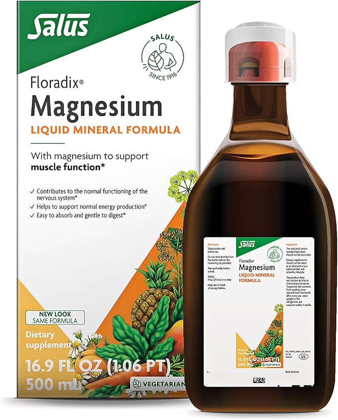 Floradix by Salus Magnesium (16.9 oz) &amp Iron &amp Herbs (23.7 oz) Bundle - Magnesium for Bone Support Digestive Health &amp More* - Iron Supplement for Healthy Energy Support*