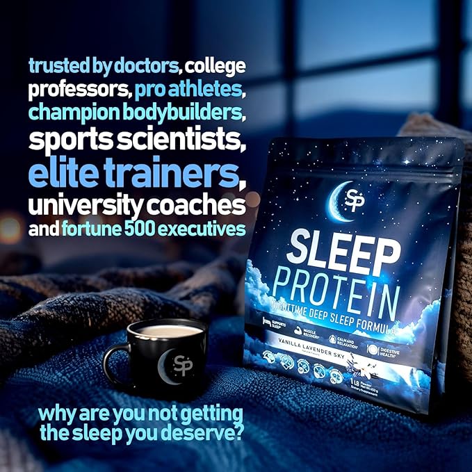 SleepProtein™ Nighttime Casein Recovery Shake – 20g Slow-Release Protein for Overnight Muscle Repair &amp Deep Sleep Support – Melatonin-Free GLP-1 Friendly with Magnesium GABA Theanine &amp Try