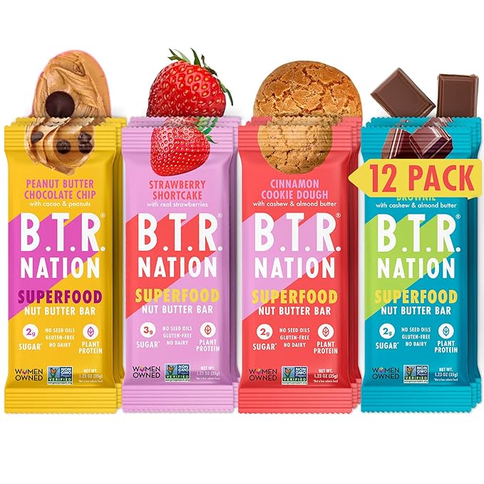 B.T.R. Nation Keto Superfood Protein Bars - Plant Based and Free of Sugar Alcohols | (12) Bar Variety Pack | Gluten Free and Boosted with Powerful Superfoods!