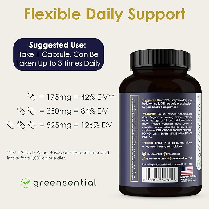 Pure Magnesium Glycinate | 4-Month Supply 1 Capsule per Serving | Made in USA | Supports Sleep Muscle &amp Heart Health | 100% Chelated Heavy-Metal Tested Vegan 120 Capsules