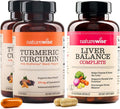 NatureWise (Pack of 2) Turmeric Curcumin 500mg + Bioperine Black Pepper - 30 Softgels[30-Day Supply] + [1] Liver Balance - Milk Thistle Dandelion Turmeric - 60 Capsules[30-Day Supply]