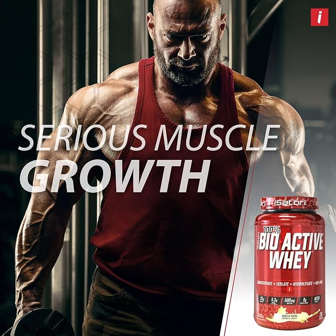 iSatori 100% Bio-Active Whey Protein Powder Muscle Growth &amp Recovery with Whey Isolate Hydrolysate Concentrate BCAAs &amp Colostrum Peptides 25g of Protein Per Serving - Vanilla Swirl (26 Se