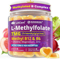 L-MethylFolate 15mg 7.5mg &amp B12 1000 mcg Gummies Methylated B Complex + TMG Magnesium Choline - Active 5-MTHF(B9) + Methyl B12 B6 Multivitamin - Support Methylation Cognition Mood Sugar Fr