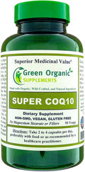 Green Organic Supplements CoQ10 (Ubiquinone) Super 90 VCaps High Absorbable Non-GMO Gluten-Free (Single)