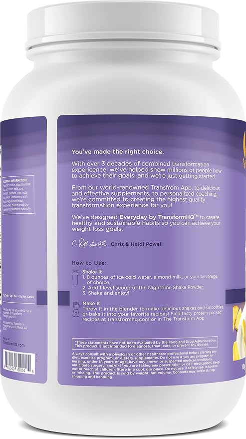 TransformHQ Nighttime Shake Sleep + Protein Blend 28 Servings Pineapple Upside Down Cake Flavor
