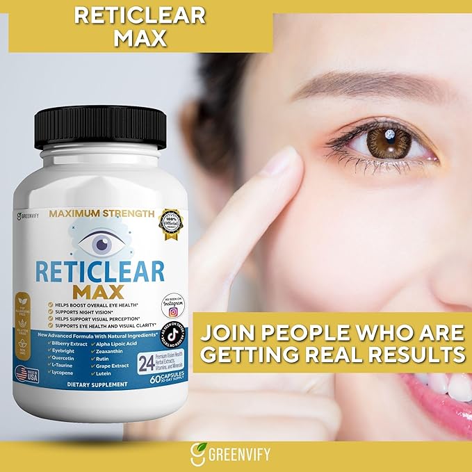 Reticlear Max Eye Health Supplement 60 Capsules Vision Support with 24 Natural Ingredients 30 Day Supply (2)