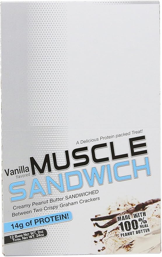 Muscle Foods Muscle Sandwich Peanut Butter Vanilla 12-Count Net wt.2.0 oz