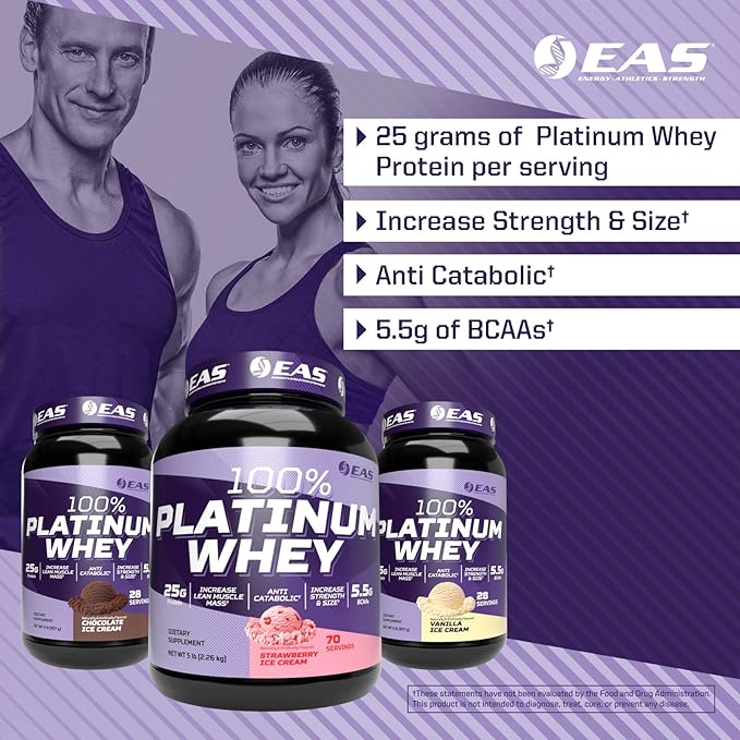 Experimental and Applied Sciences 100% Platinum | 3 Ultra-Platinum Whey Proteins | Increase Size &amp Strength | 25g Protein 5.5g BCAAs | 2 Pound (Vanilla Ice Cream)