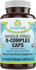 A Whole Food B Complex Vitamins - Cognitive Health Migraine Relief Thiamin Riboflavin Niacin Vitamin B12 and Green Tea Extract -Supplement for Energy and Stress - 180 Tablet
