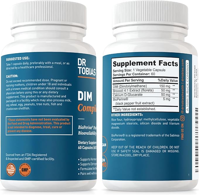 Dr. Tobias Deep Immune Probiotics &amp Prebiotics and DIM Complex Supports Digestive Health Gut Immune Function Hormone Balance for Women &amp Men