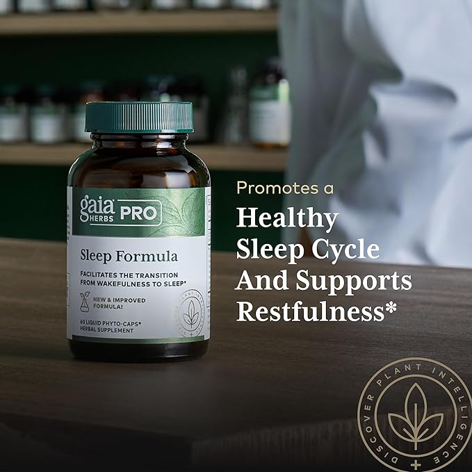GAIA HERBS PRO Sleep Formula - Supports Restful Sleep &amp Relaxation for Occasional Sleeplessness* - Herbal Extracts with Valerian Root Passionflower &amp Lavender - Vegan Capsules - 60 Liquid Phy