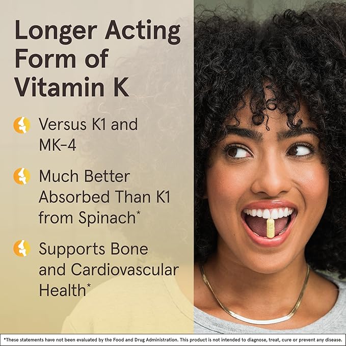 Jarrow Formulas MK-7 90 mcg - Bioactive Form of Vitamin K2-60 Servings (Softgels) - for Bone &amp Cardiovascular Health - Vitamin K2 MK-7 Dietary Supplement - K2 Vitamin Supplement MK-7 - Gluten Free