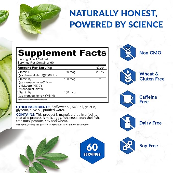 BioTrust Sol Joy High-Potency Vitamin D3 K2 – High Potency (50 mcg)