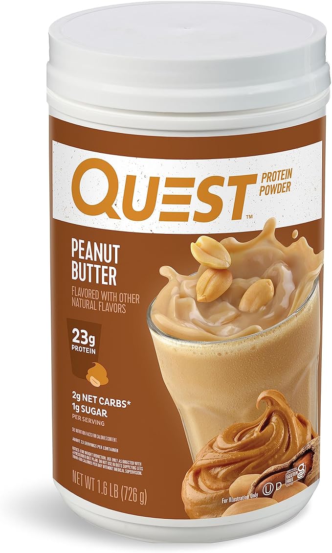 Quest Nutrition Vanilla Milkshake Protein Powder 24g of Protein 1g of Sugar 1.6 Pound 23 Servings &amp Peanut Butter Protein Powder 23g Protein 1g Sugar Low Carb Gluten Free