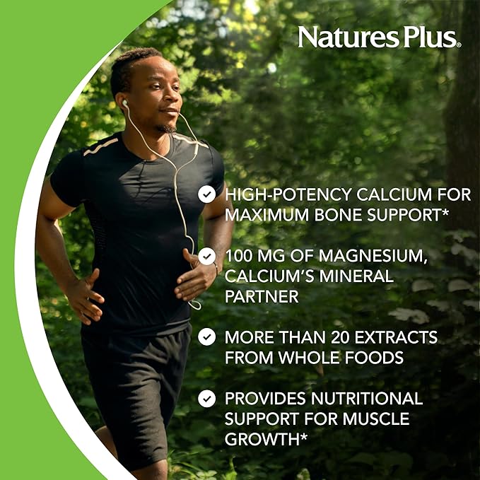 NaturesPlus Source of Life Garden Calcium - 120 Capsules - Calcium Supplement with Magnesium &amp 20 Whole-Food Extracts - USDA Certified Organic Non-GMO Vegan Gluten Free - 30 Servings