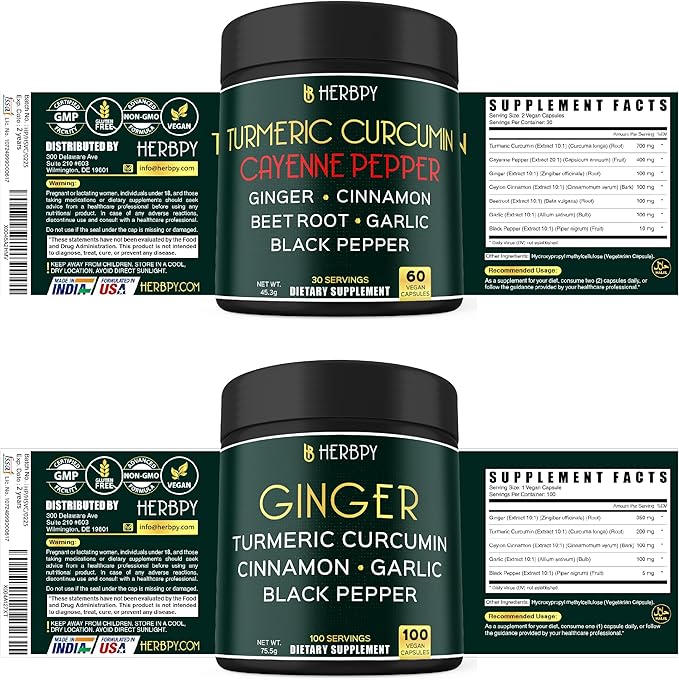Bundle 7in1 Turmeric Curcumin Supplement &amp 5in1 Ginger Supplement