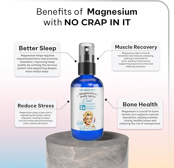 No Crap In It Magnesium Spray Triple Action!- Your Way to Wellness | Immediate Relief with Our Unique Magnesium Glycinate Citrate Chloride Blend Spray (Cool)