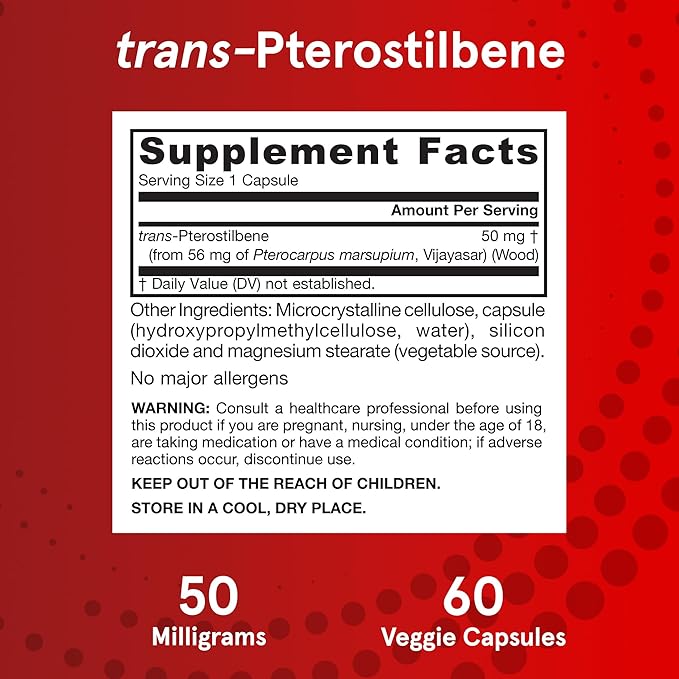 Jarrow Formulas Pterostilbene 50mg for Antioxidant Support Dietary Supplement Supports Healthy Aging 60 Veggie Capsules 60 Day Supply(Pack of 12)