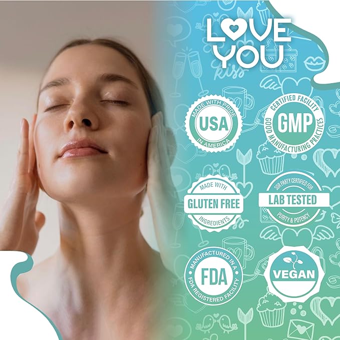 Love You Hyaluronic Acid + Collagen Complex - Beauty &amp Joint Support with Biotin 10000 mcg Zinc Saw Palmetto &amp Ashwagandha - 90 Veg Capsules