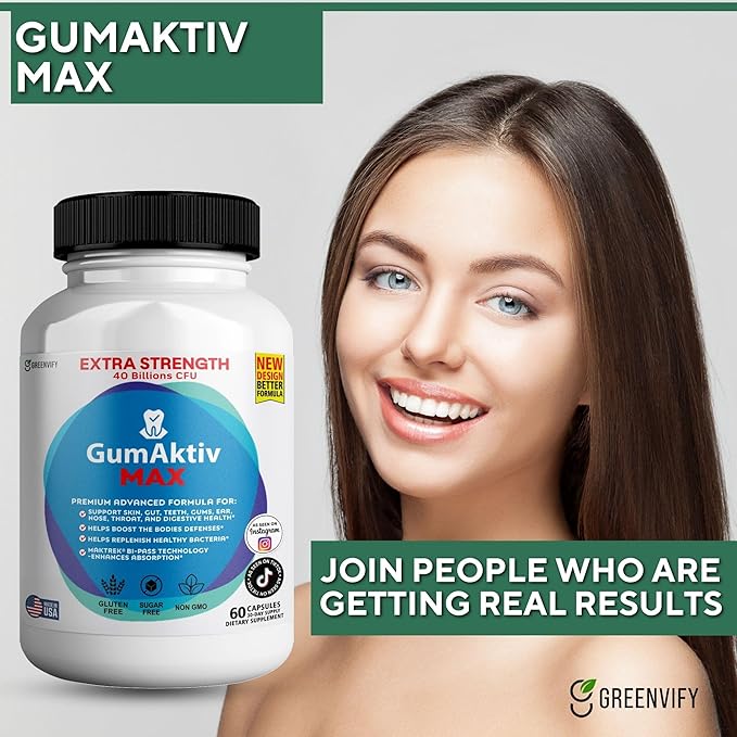 GumAktiv Max Probiotic Supplement 40 Billion CFU 60 Capsules Advanced Formula for Digestive Health (1)