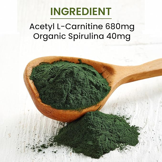 Green Organic Supplements Acetyl L-Carnitine Carnitine ALC High Absorbable Non-GMO Gluten-Free (Pack of 3)