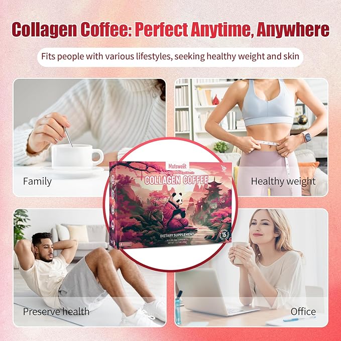 Mustsweet Instant Coffee with Vital Proteins Collagen Peptides Powder Joint Supplements for Women &amp Men Supports Skin and Gut Health 15 Servings