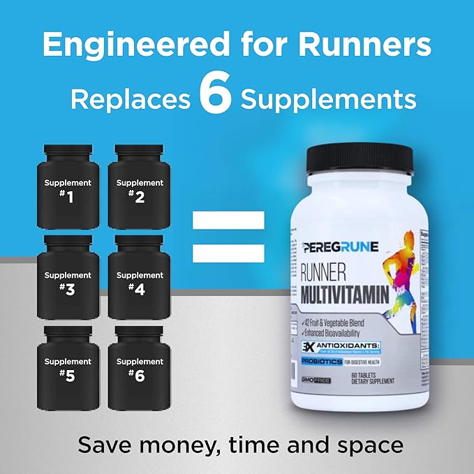 Runner Multivitamin &amp Omega-3 Bundle | Designed for Runners with Antioxidants &amp Complete B-Complex to Support Energy &amp Recovery | Omega-3 to Support Heart &amp Joint Health | Non-GMO