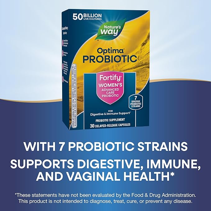 Nature's Way Fortify Optima Women's Probiotics 50 Billion Live Cultures 7 Strains Supports Digestive and Immune Health* 30 Capsules (Packaging May Vary)