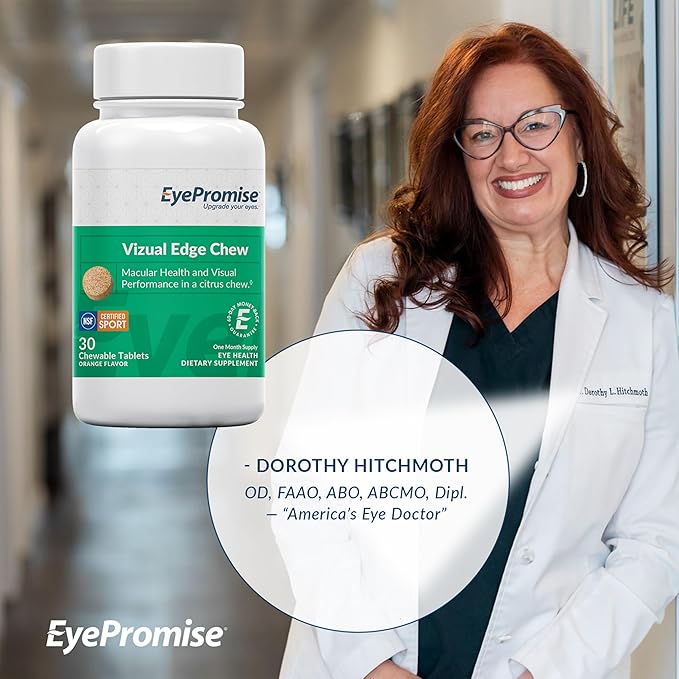 EyePromise Vizual Edge Supplement - 30 Chewable Tablets 30-Day Supply Citrus Flavor - AREDS 2 Eye Vitamin with 20mg Zeaxanthin &amp 10mg Lutein for Macular Support and Vision Health