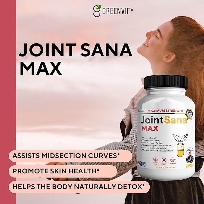JointSana Max Maximum Strength Joint Support Supplement 60 Capsules with Glucosamine Chondroitin Turmeric Non-GMO Gluten Free (1)