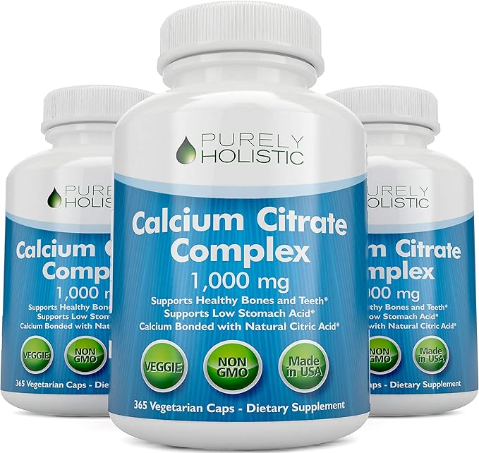 Calcium Citrate 1000mg | Healthy Bone &amp Teeth Support | High Absorption Cal Citrate | Gentle on Digestion | Vegan &amp Non-GMO | 3 Month Supply | Calcium Supplements for Women &amp Men | 365 Cap