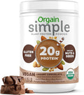 Orgain Organic Simple Vegan Protein Powder Chocolate - 20g Plant Based Protein Made with less Ingredients No Artificial Sweeteners Gluten Free No Dairy or Lactose 1.25 lb (Packaging May Vary)